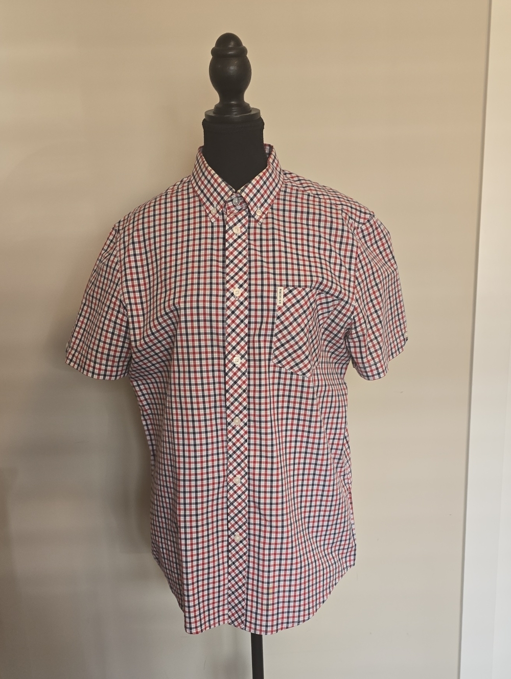 Ben Sherman Men's Short Sleeve Check Button-Down Shirt - Red, Black, White